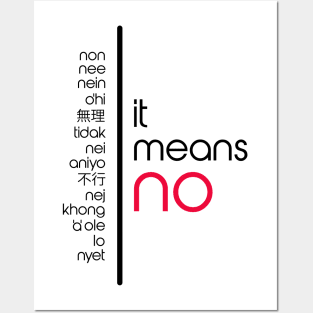 It Means No - No In Alternate Languages Posters and Art